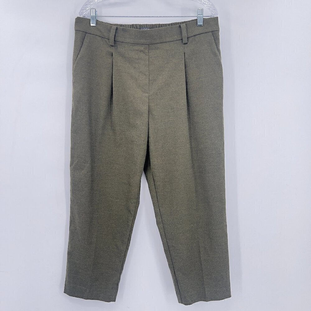 LOFT Women''s Pull-On Straight Pants Olive Green Back Elastic Waist LP